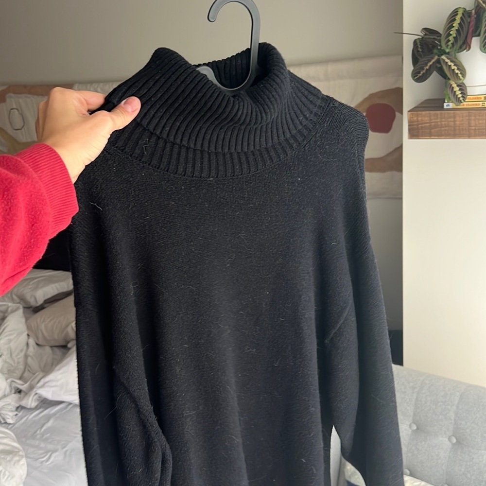 Oak + Fort Oversized Turtleneck Sweater knit black size M wool alpaca blend